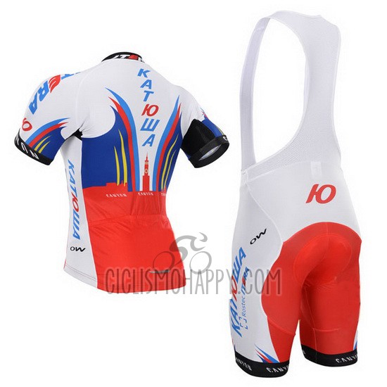 Katusha Cycling Jersey Bib Short 2015 Short Sleeve White and Red
